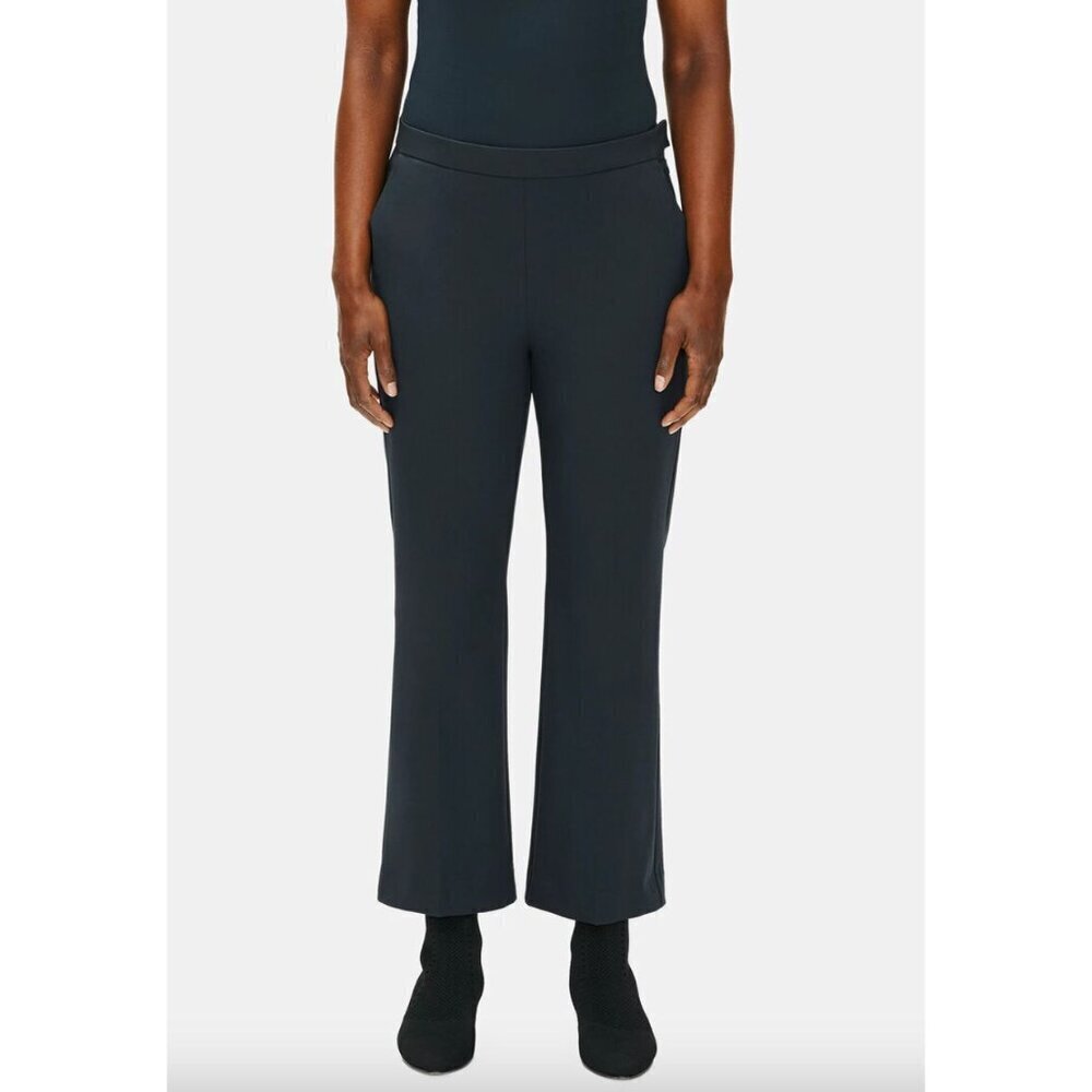 Eileen Fisher NWT Organic Cotton Twill Flare Cropped Pant Dark Green Size 8